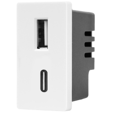1/2 модул USB A+C, 20W QC3 БЯЛ