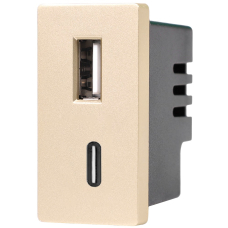 1/2 module USB A+C, 20W QC3 GOLD