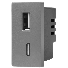 1/2 module USB A+C, 20W QC3 GRAY