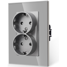 Двоен контакт-комплект за монтаж в единична конзола-СИВ