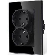 Двоен контакт-комплект за монтаж в единична конзола-ЧЕРЕН