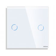 Small Touch Switch Glass Panel 2-gang, WHITE