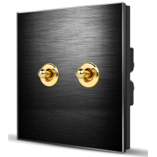 Premium Aluminum Toggle Switch 2-gang 2-way  BLACK