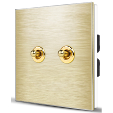 Premium Aluminum Toggle Switch 2-gang 2-way GOLD