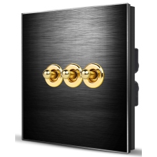 Premium Aluminum Toggle Switch 3-gang 2-way BLACK