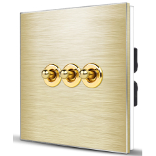 Premium Aluminum Toggle Switch 3-gang 2-way GOLD