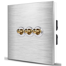 Premium Aluminum Toggle Switch 3-gang 2-way NATURAL