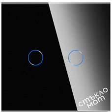 Touch Switch Glass Panel 2-gang,  BLACK-MAT